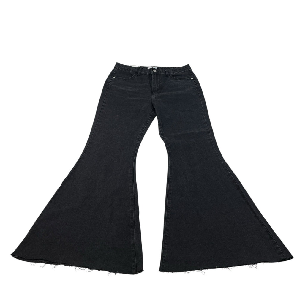 Black Womens Flared Jeans - High Waist Wide Leg